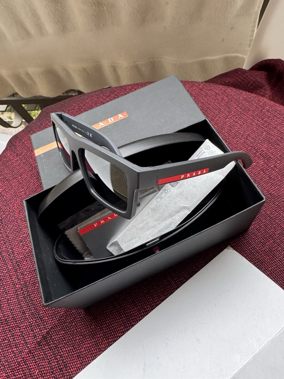 PRADA Men’s Sunglasses Linea Rossa PS A07S Matte Grey Mirror