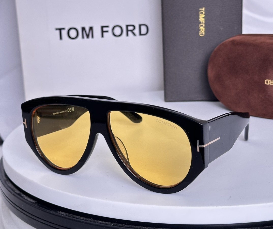 TOM FORD Bronson TF1044 Unisex Sunglasses Black Frame/Yellow Lens 60MM
