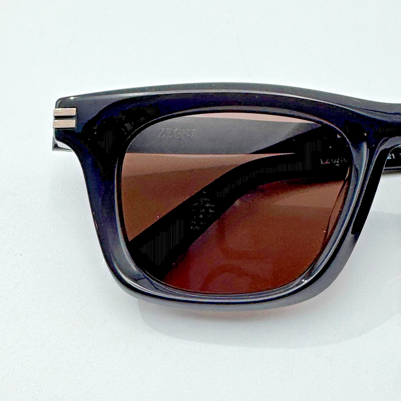 Ermenegildo Zegna Sunglasses EZ0270-F 20E Black Square Frame Brown Lens 52mm New