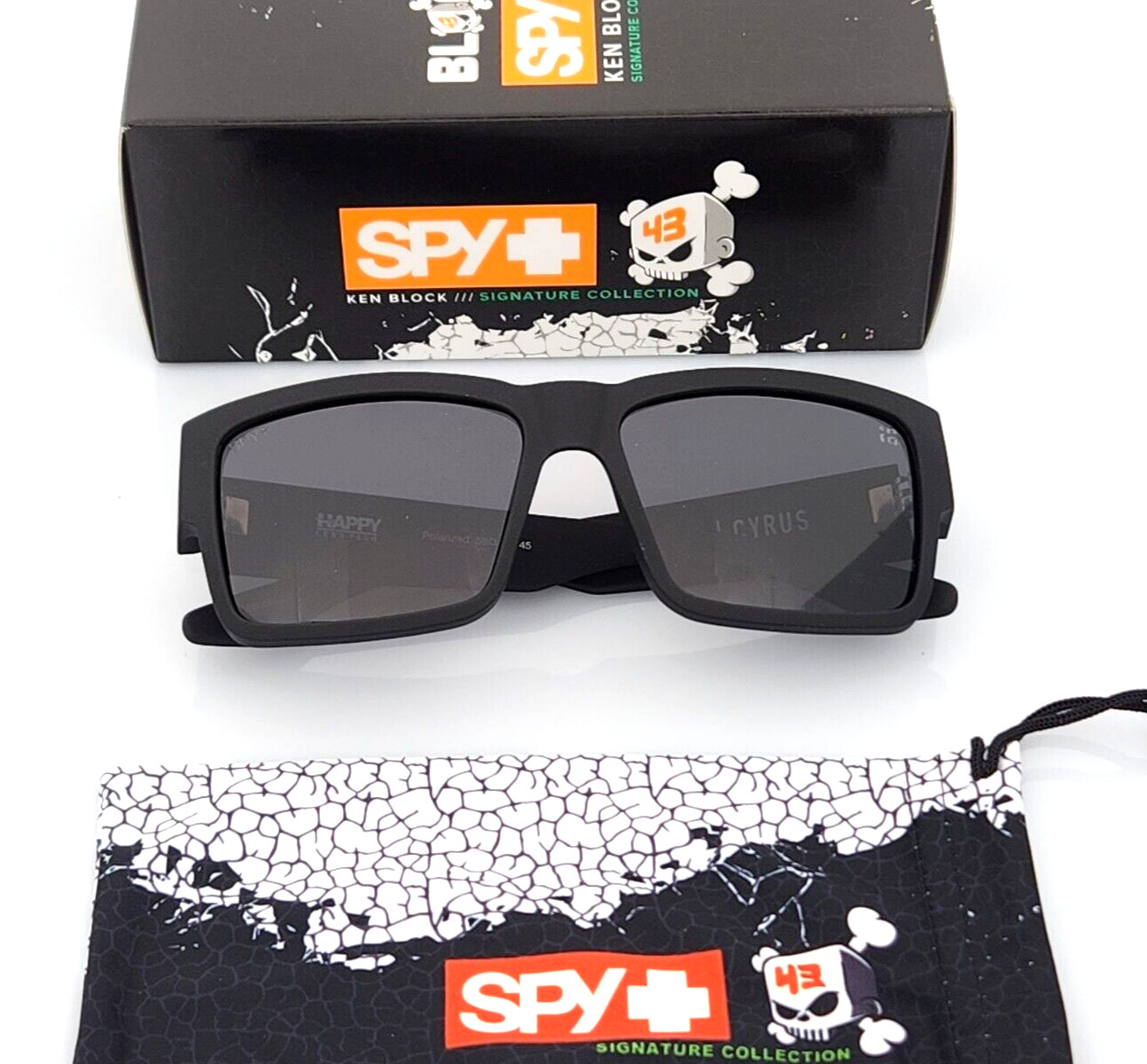 Polarized Spy+ Optic Cyrus Sunglasses Soft Matte Black Frame Smoke Lens