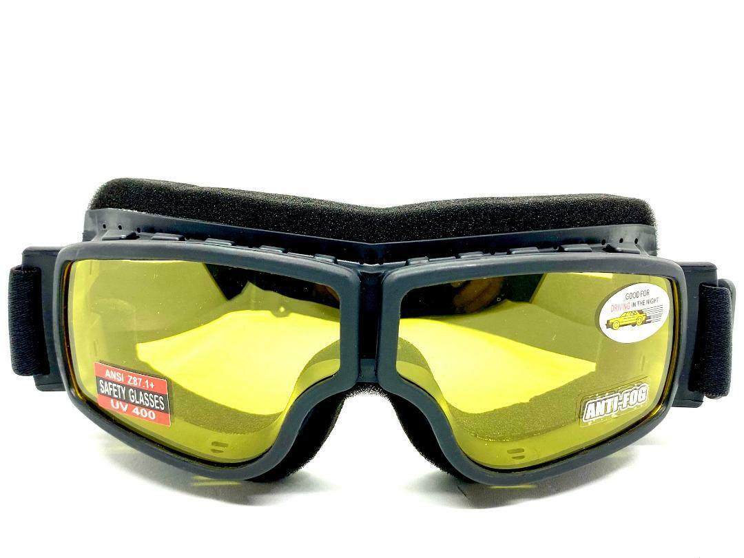 MOTORCYCLE Riding Padded Safety Protective GOGGLES Anti-Fog Lens Fit Over Helmet