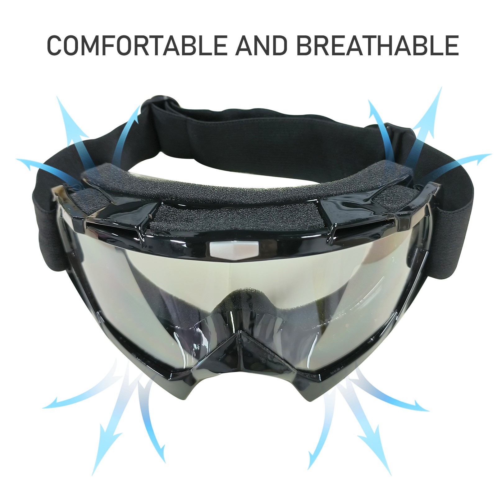 Motorcycle Goggles Fit Over Glasses Anti-Fog Shatterproof Clear Lenses UV400 OTG