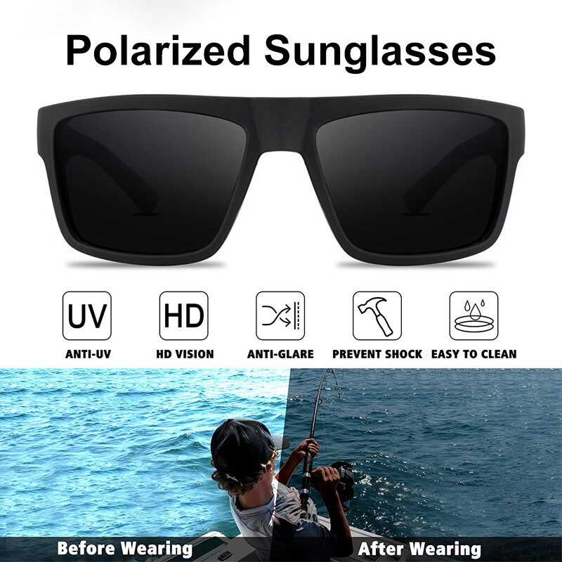 Square Polarized Sunglasses UV Protection Men Outdoor Sports Driving Sun Glasses