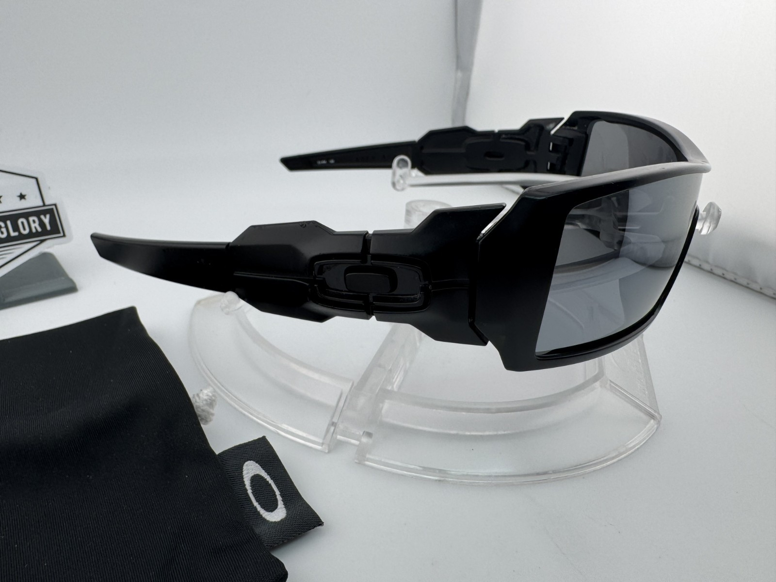 OAKLEY OIL RIG MATTE BLACK W/ SILVER AFTERMARKET POLARIZED SUNGLASSES 03-464 9