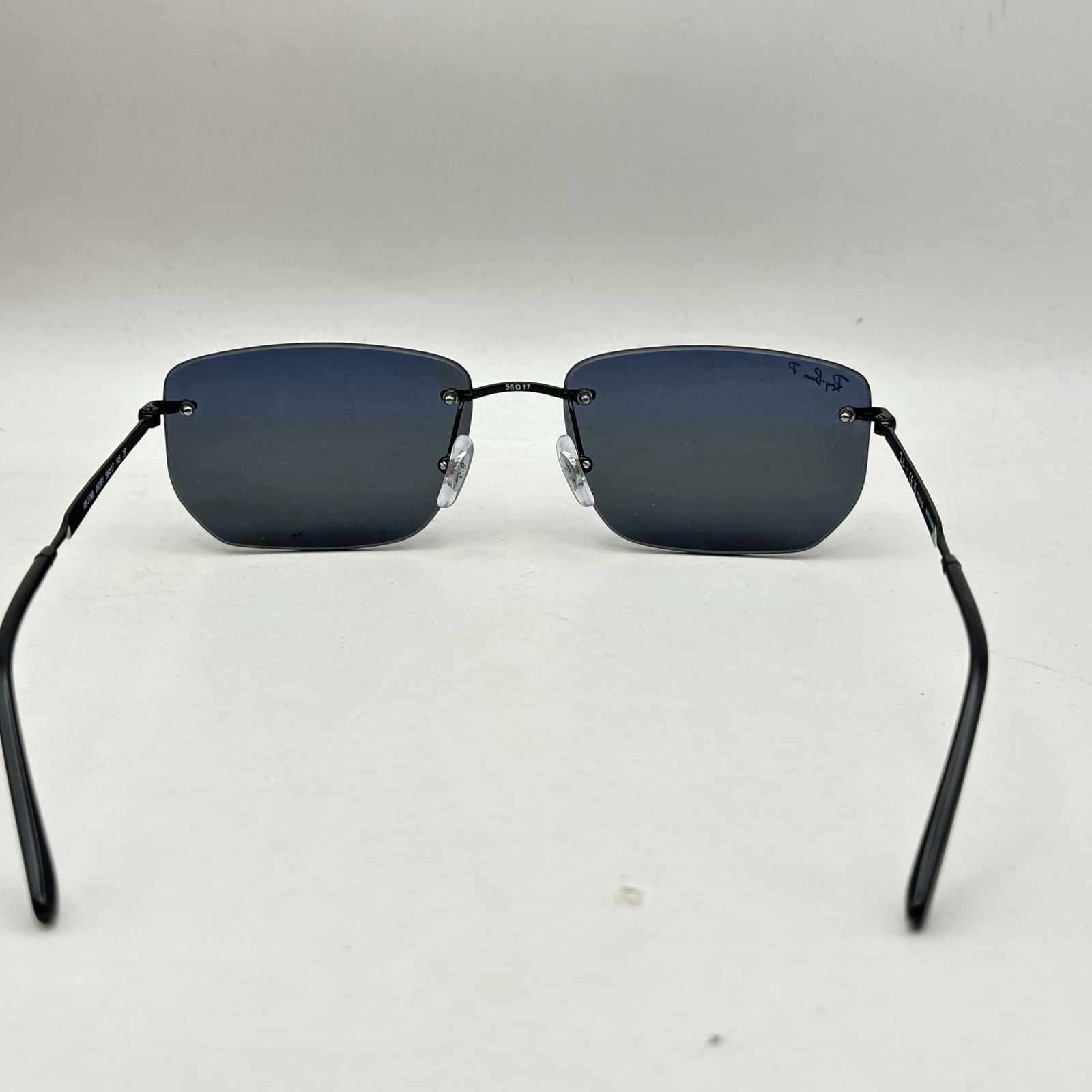 Ray Ban Mens Rimless Irregular Thin Metal Polarized Sunglasses RB3768 Black/Gray