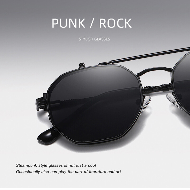 Retro Steampunk Flip Up Sunglasses Geometric Round Vintage Style Fashion Glasses