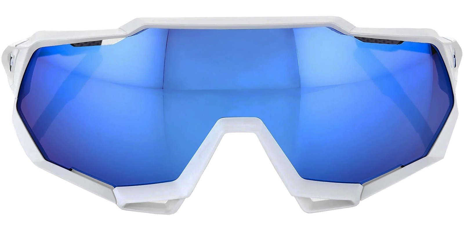 100% Speedtrap Matte White Shield Wrap Sunglasses w/ Mirror Lens – 60012 00003