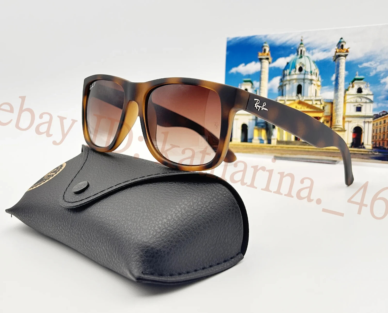 Ray-Ban Justin RB4165 54mm Matte Tort Polarized Sunglass Rubber Gray-Brown Frame