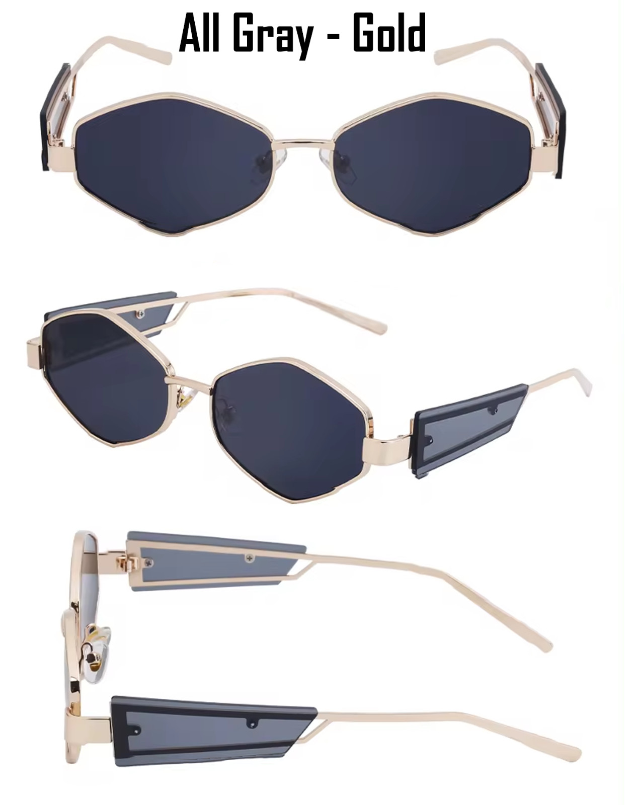 Sunglasses 2025 Fashion Women Diamond Shape Metal Frame Polarized Gradient UV400
