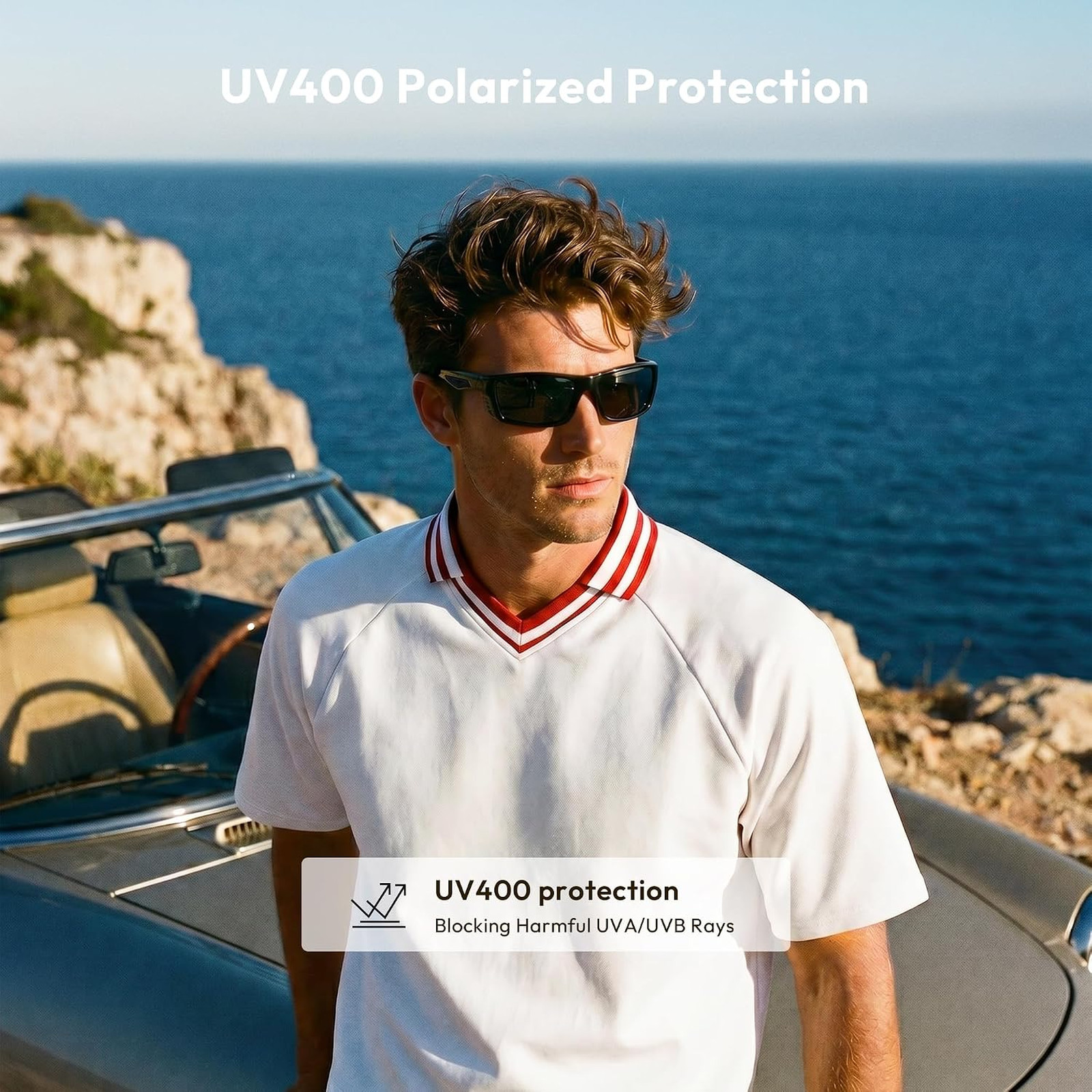 Men’s Polarized Sport Sunglasses UV400 Wrap Around Lightweight Driving Fishing
