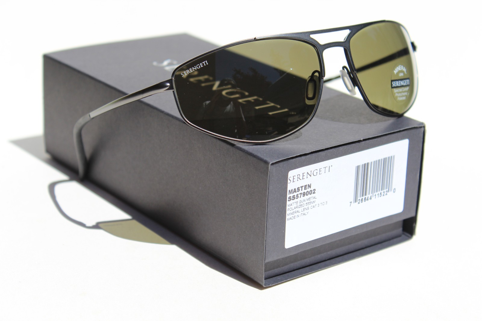 SERENGETI Masten POLARIZED Sunglasses Matte Gunmetal/555nm NEW SS579002 Italy