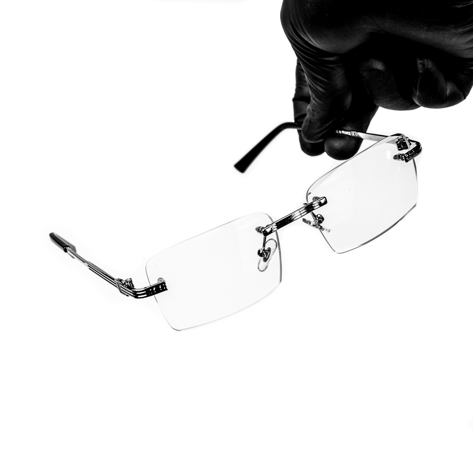 Luxury Designer Men’s Clear Lens Silver Frame Hip Hop Retro Rectangular Glasses