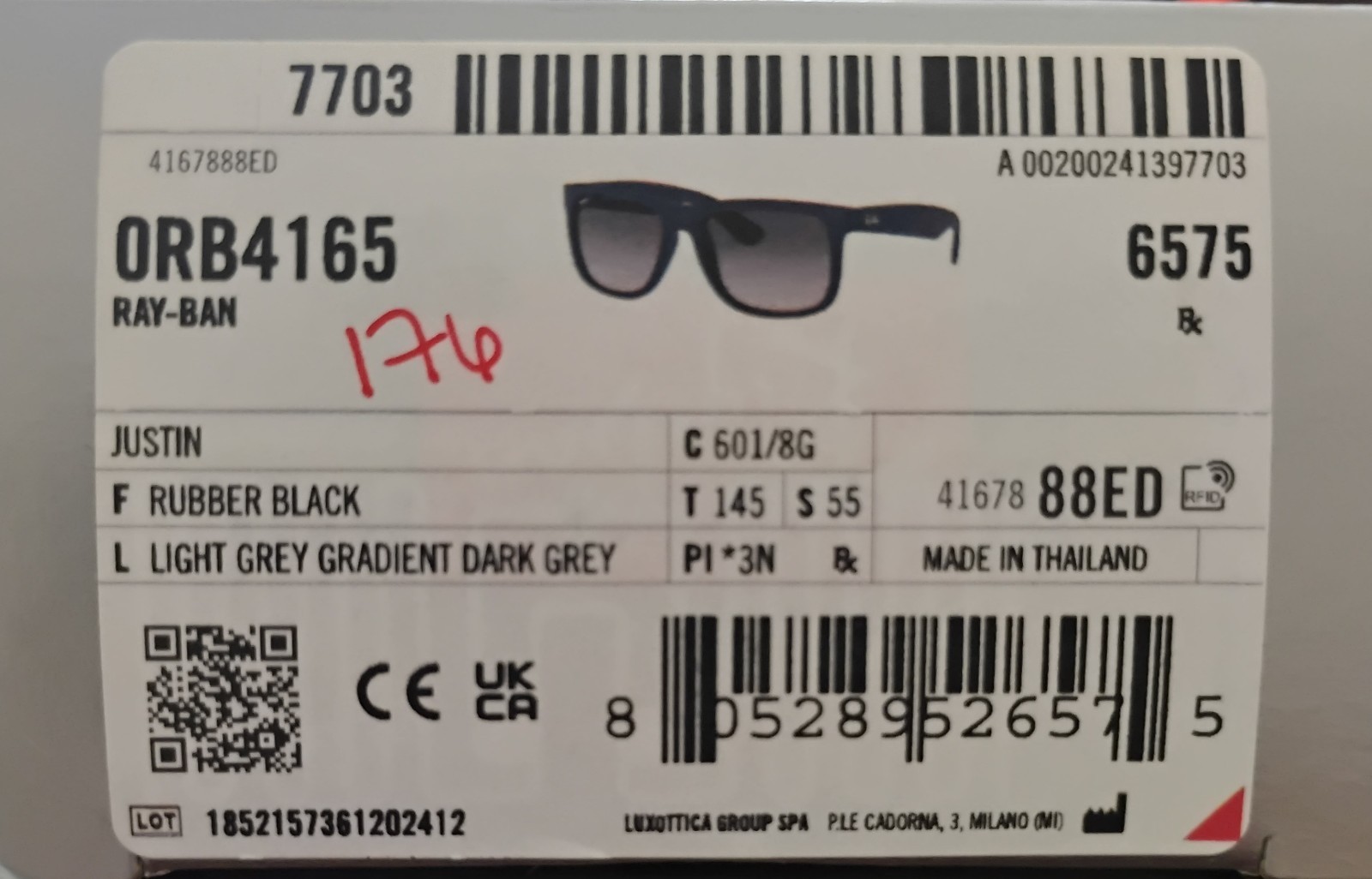 Ray-Ban RB4165 601-8G Grey Gradient Lens Matte Black Frame Sunglasses BRAND NEW