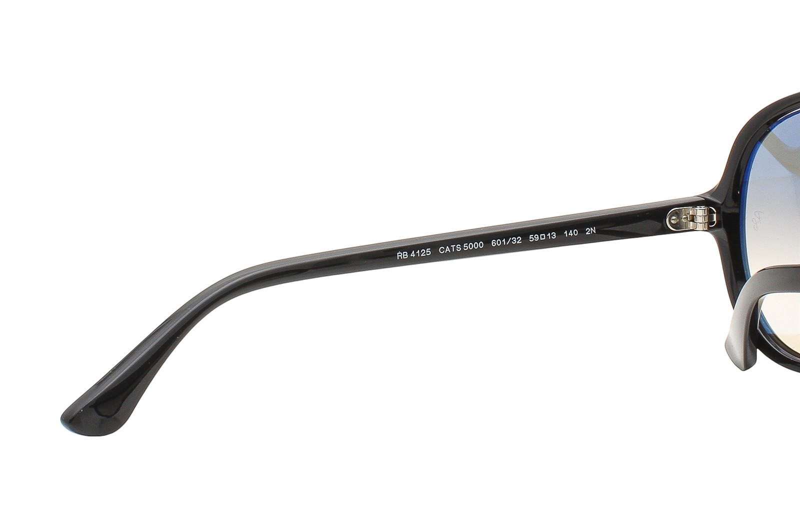 Ray-Ban Cats 5000 Sunglasses RB 4125 601/32 Polished Black Light Gray with Case