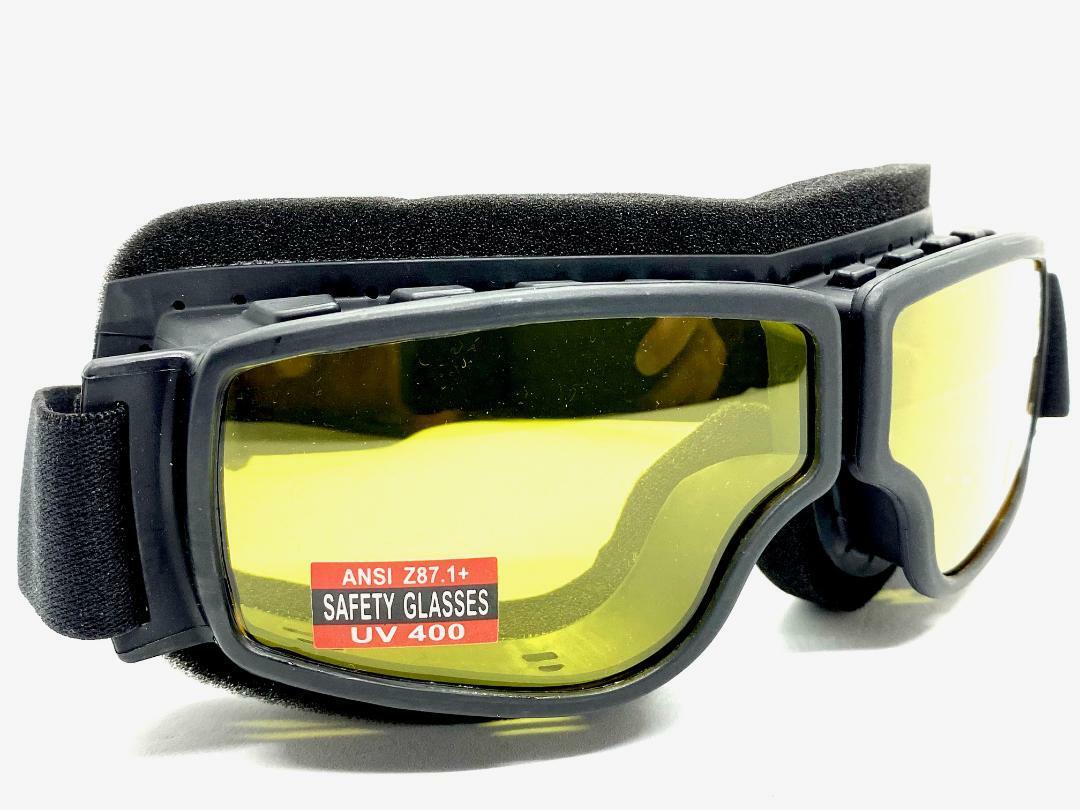 MOTORCYCLE Riding Padded Safety Protective GOGGLES Anti-Fog Lens Fit Over Helmet
