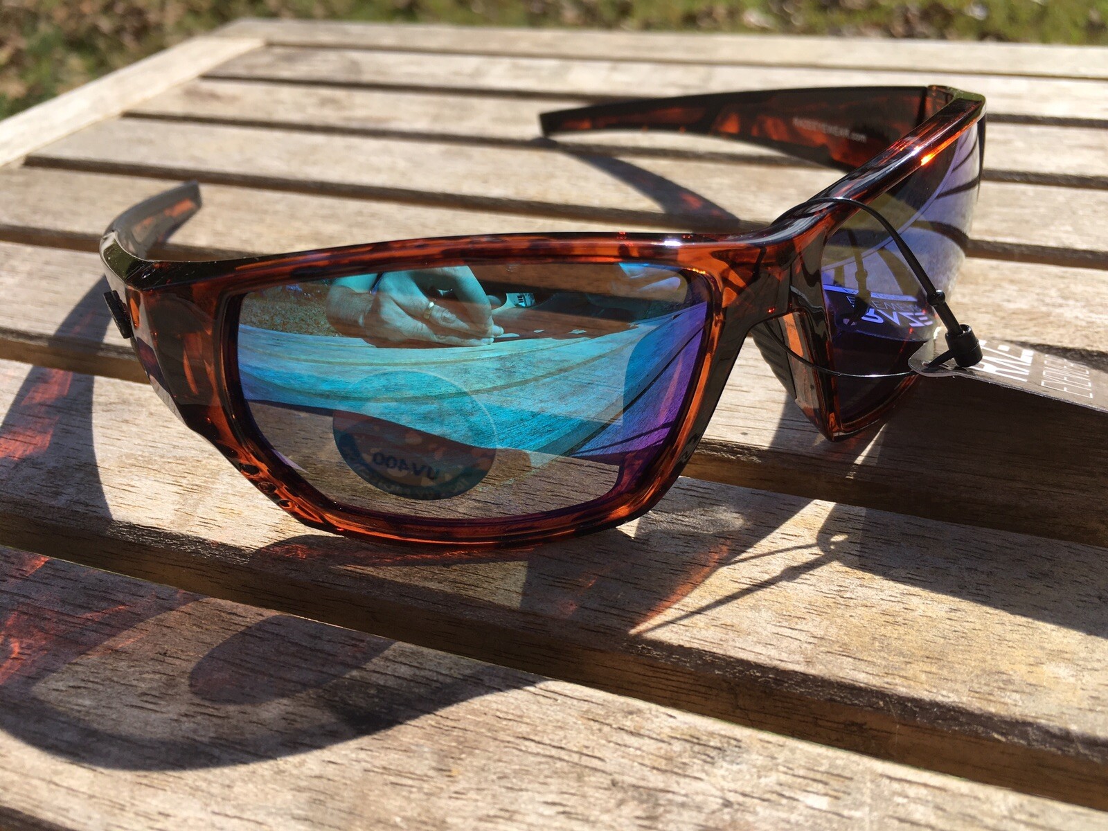 RAZE Sonar Sunglasses Polarized Mirrored Blue Brown Lens Tortoise Shell 28344
