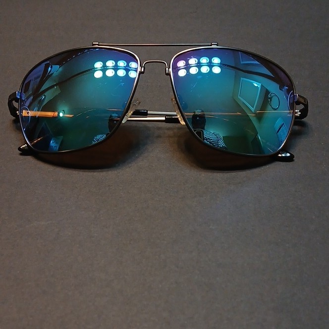 Men’s Rimless Aviator Sunglasses Silver Metal Frame Blue Mirrored +3.50