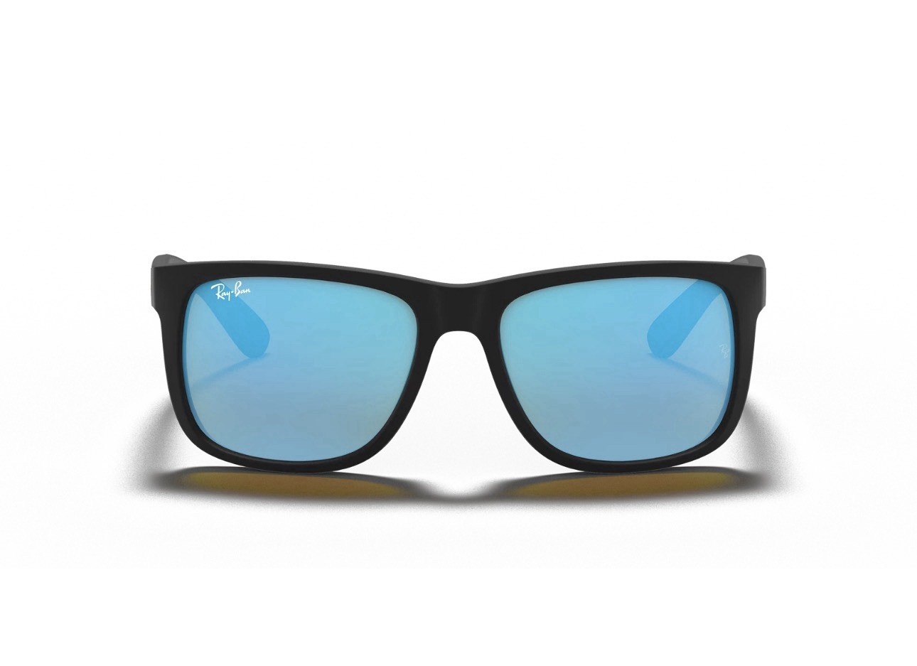 NWT Ray-Ban “Justin” RB4165 Matte Rubber Black Gradient Blue Mirror Polarized