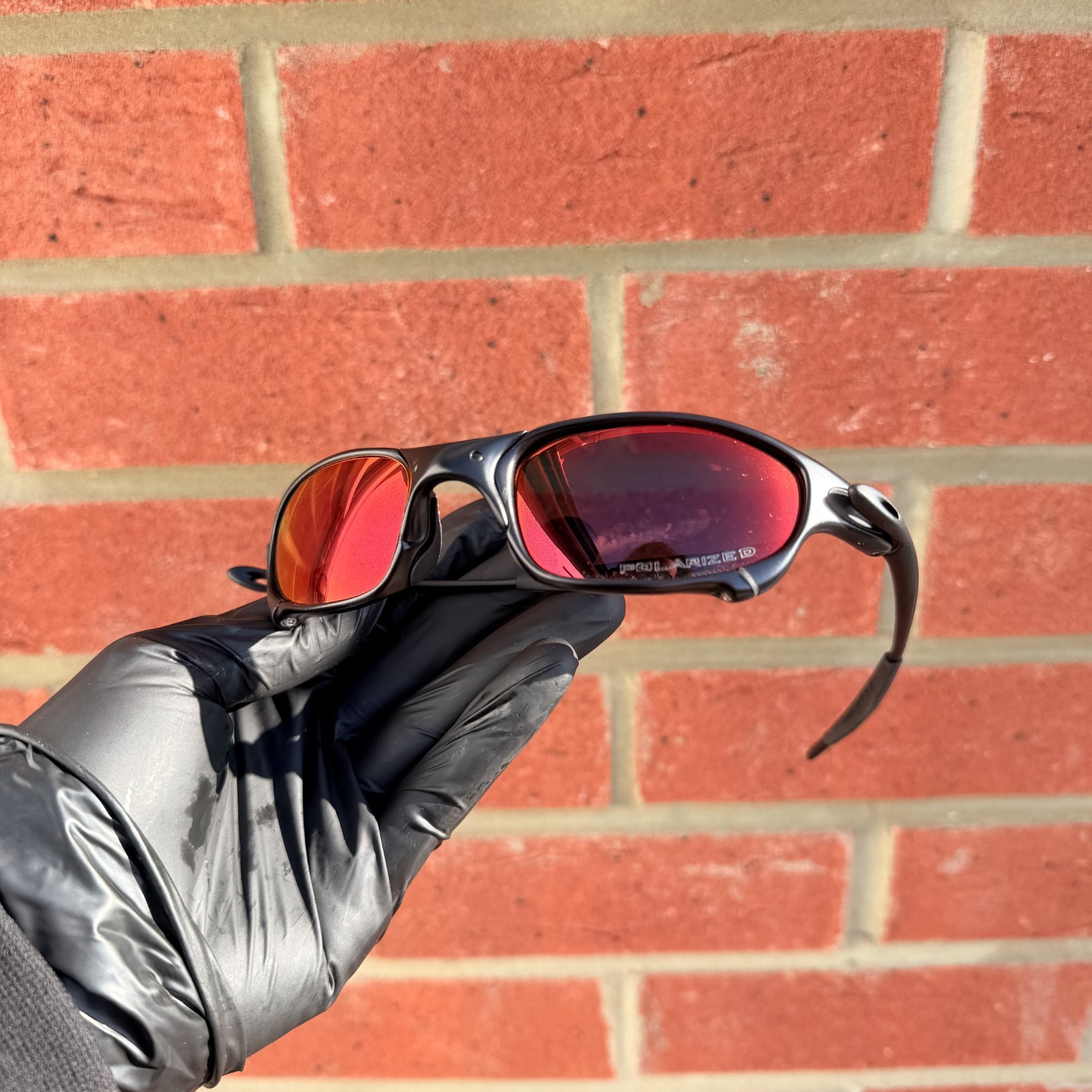 Vintage Oakley Juliet Carbon X-Metal Polarized Sunglasses Red Lens Black Frames