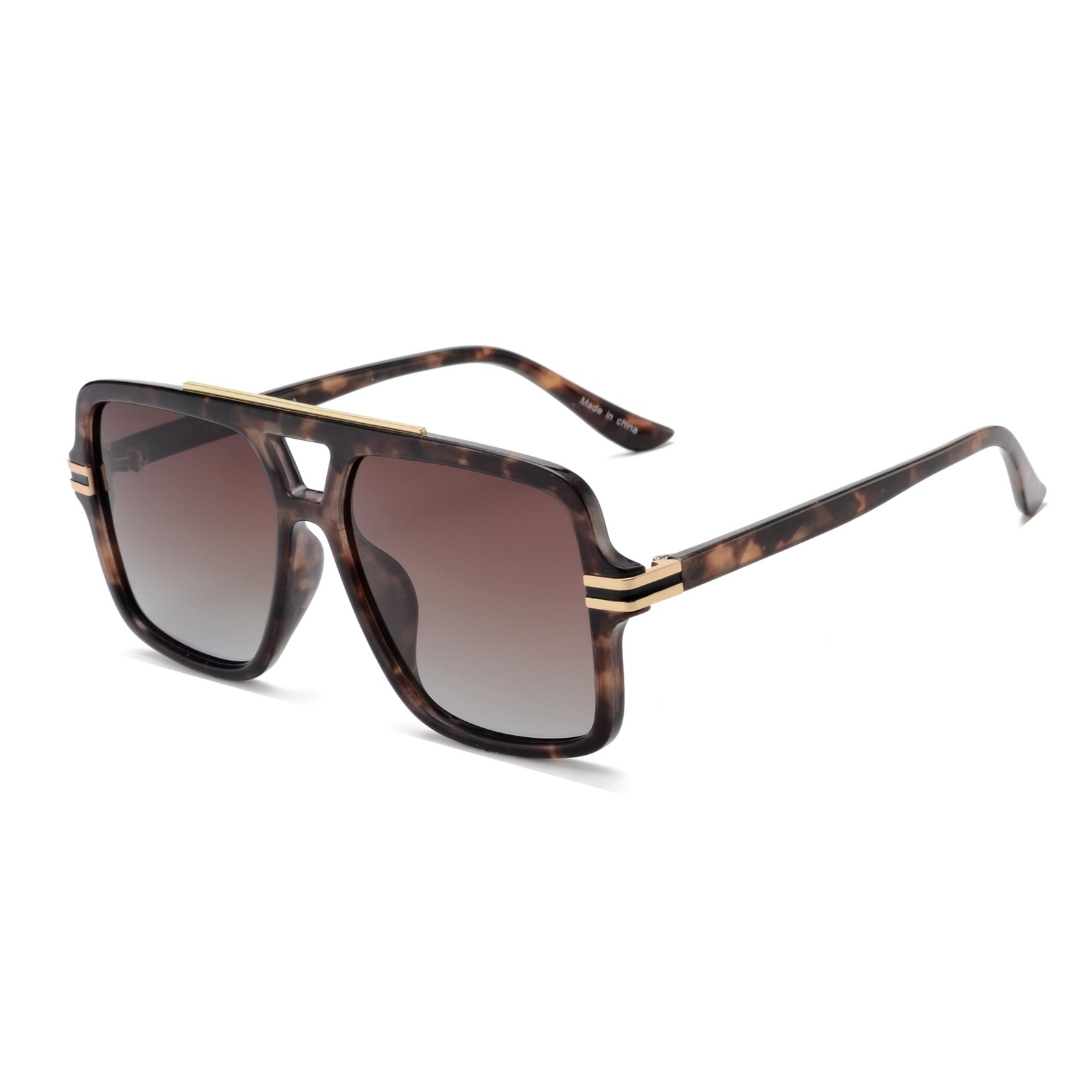 Retro Brown Tortoise Shell Square Sunglasses Womens Mens, Oversized Polarized…