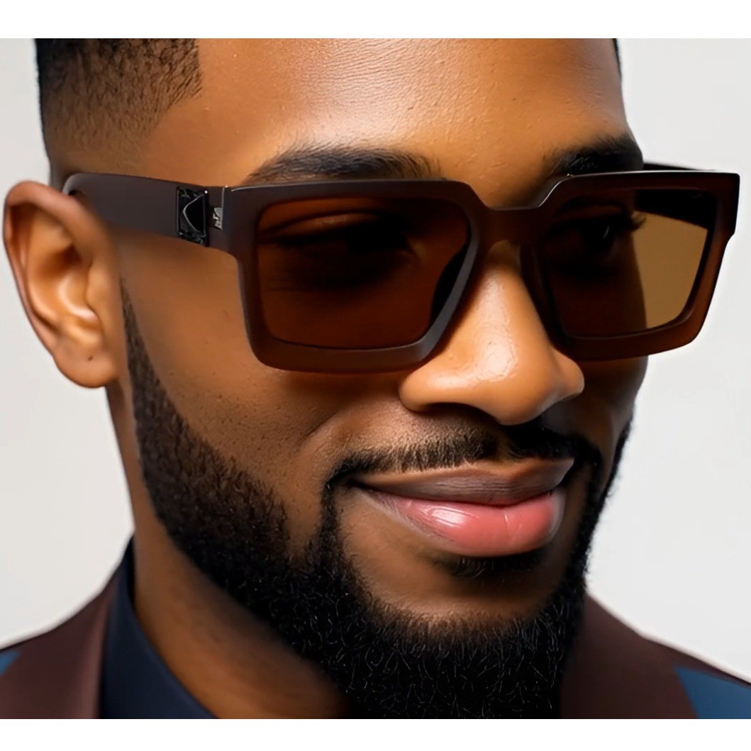 Men’s Oversized Square Sunglasses Brown Tinted Lenses Bold Frame Style Lentes