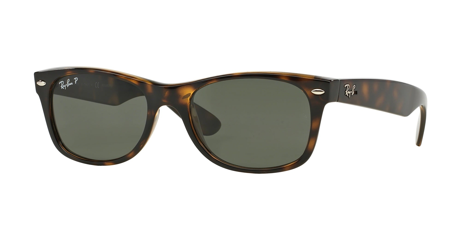 Ray-Ban New Wayfarer Tortoise / Green Polarized 58mm Sunglasses RB2132 902/58 58