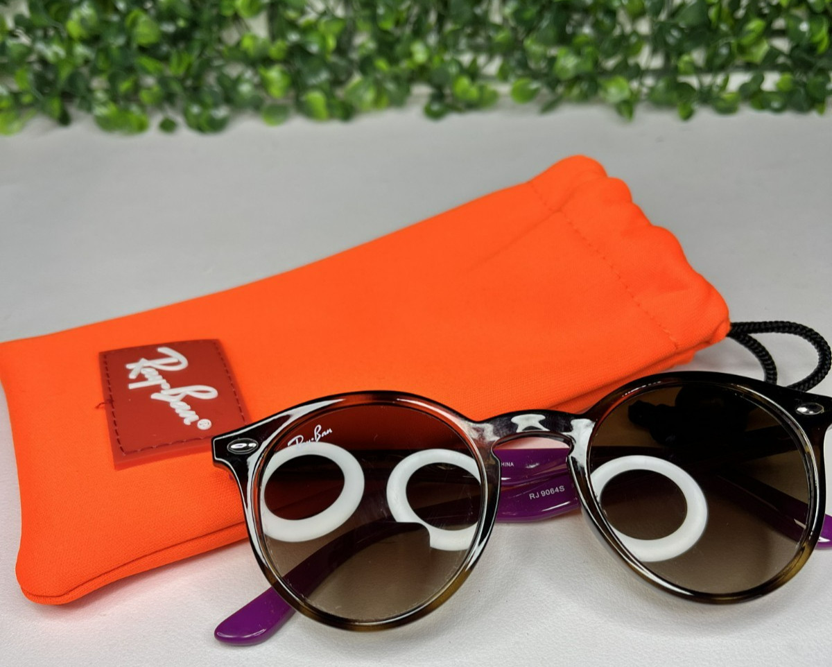 Ray-Ban RJ9064S Kid Children Junior Round Brown Sunglasses, 44mm – PREOWNED