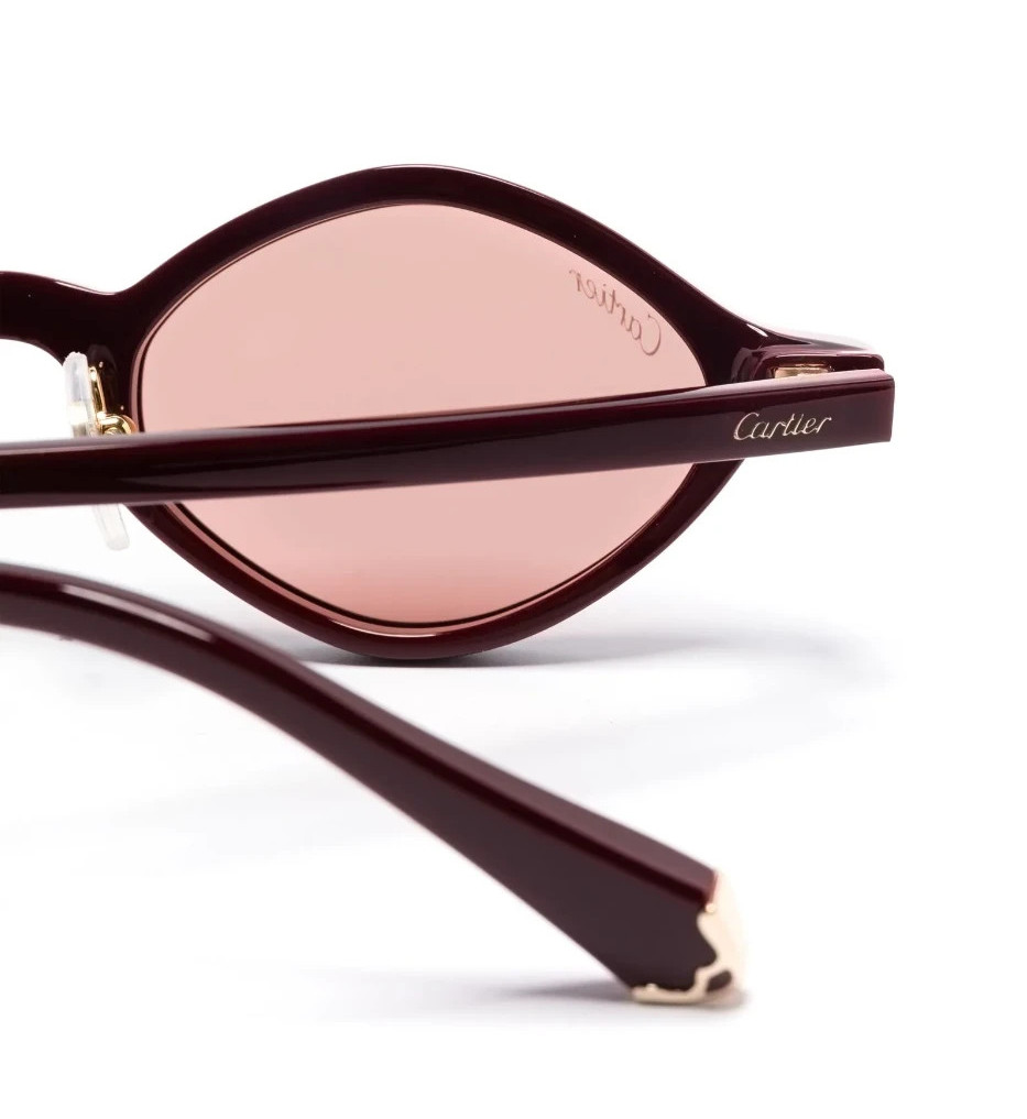 Cartier CT0540S Premiere de Cartier Geometric Sunglasses Burgundy-Gold/Pink lens