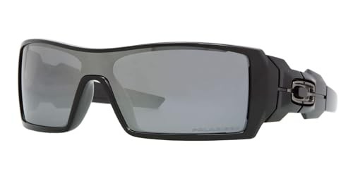 OAKLEY MENS OO9081 OIL RIG RECTANGULAR SUNGLASSES BLACK IRIDIUM POLARIZED