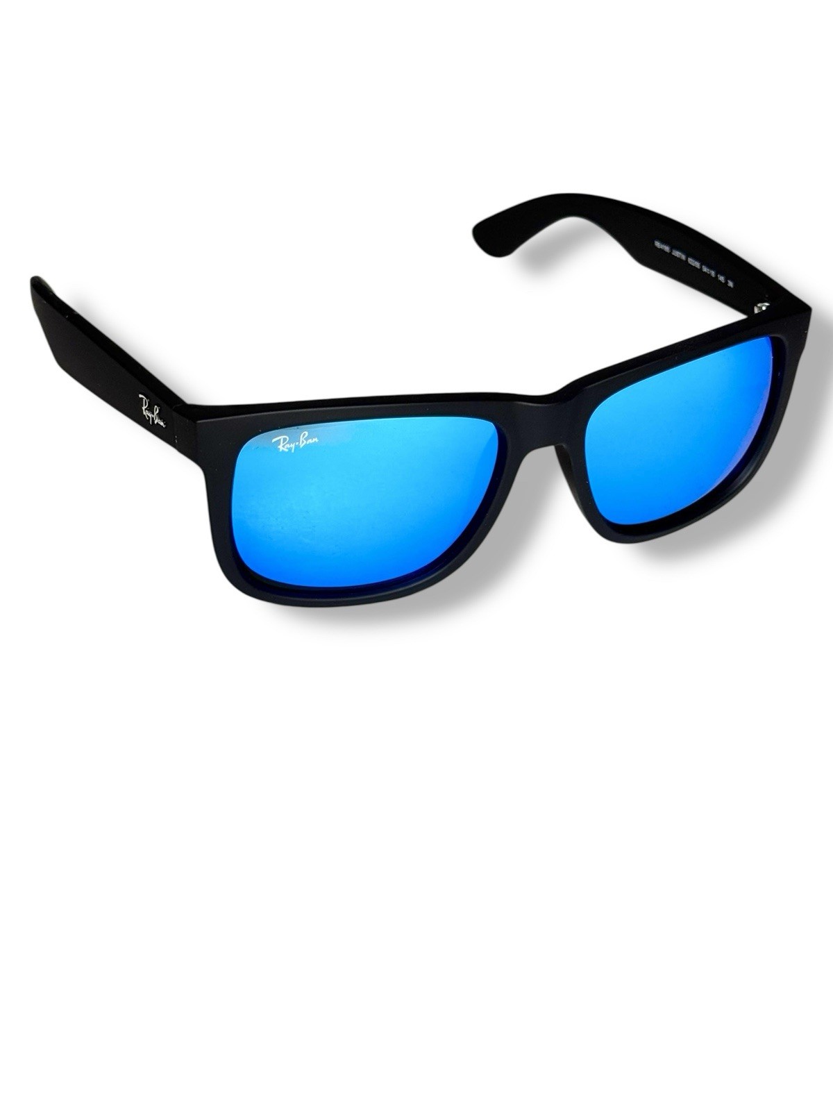 Ray Ban RB4165 622/55 Justin Color Mix Sunglasses Black Matte Blue Mirror 54mm