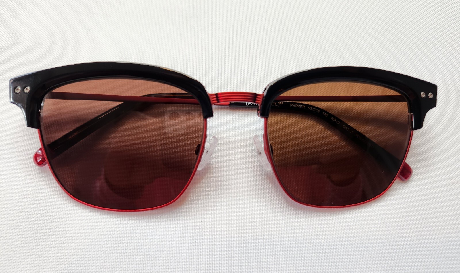 MOREL FRANCE PARKER NR19 METAL BLACK/RED SUNGLASSES w POLARIZED LENS