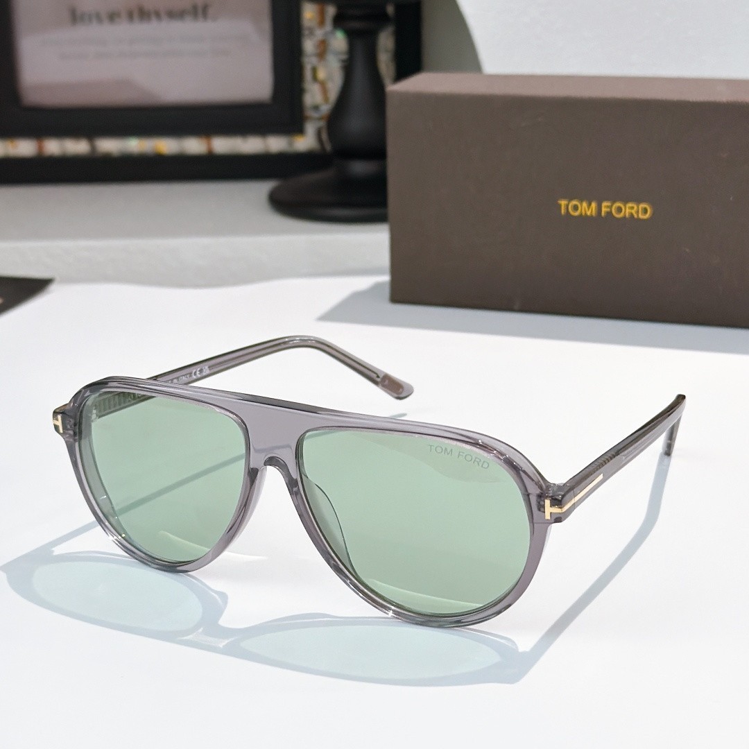 Tom Ford Marcus Sunglasses TF1023 48N Clear Gray/Cyan 58-15-145mm With Case