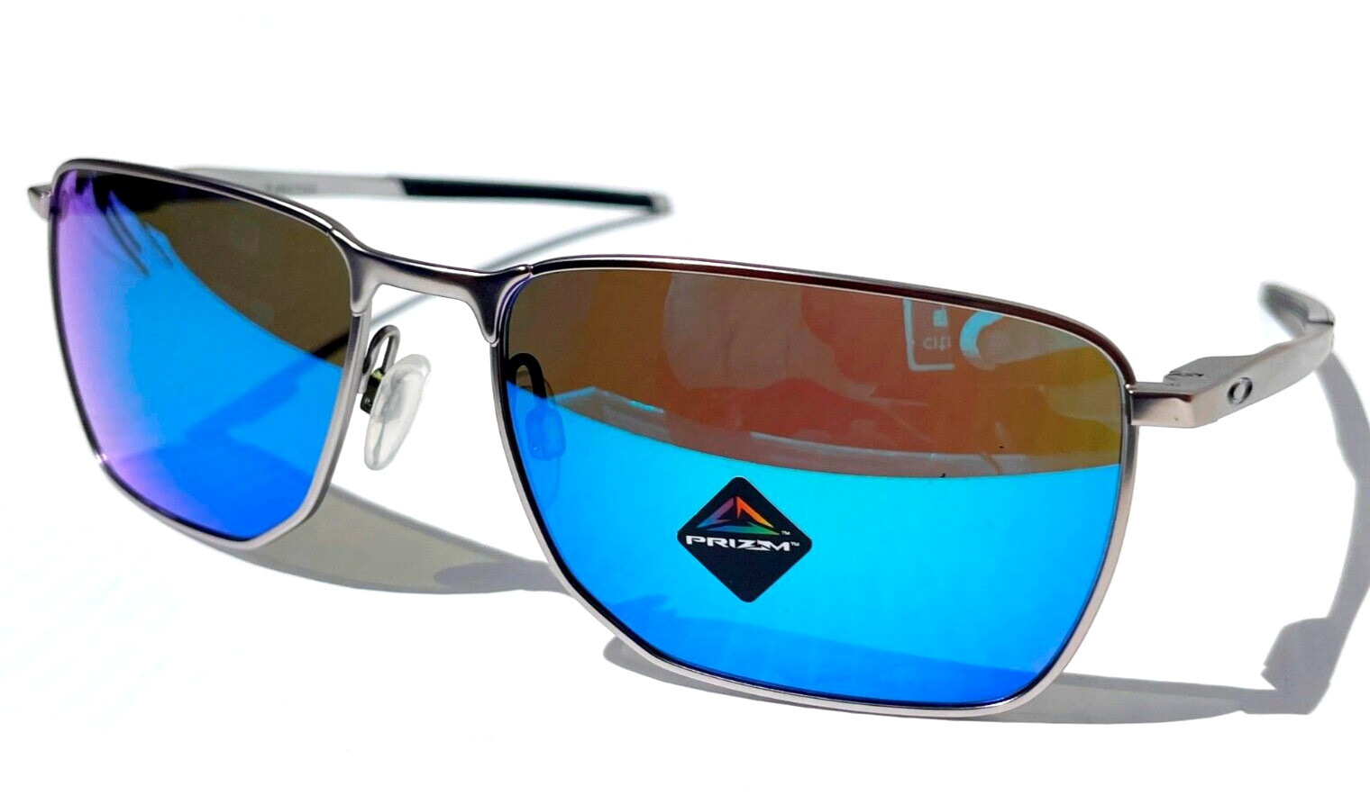 NEW Oakley EJECTOR Satin Chrome PRIZM Sapphire Lens Sunglass 4142-04