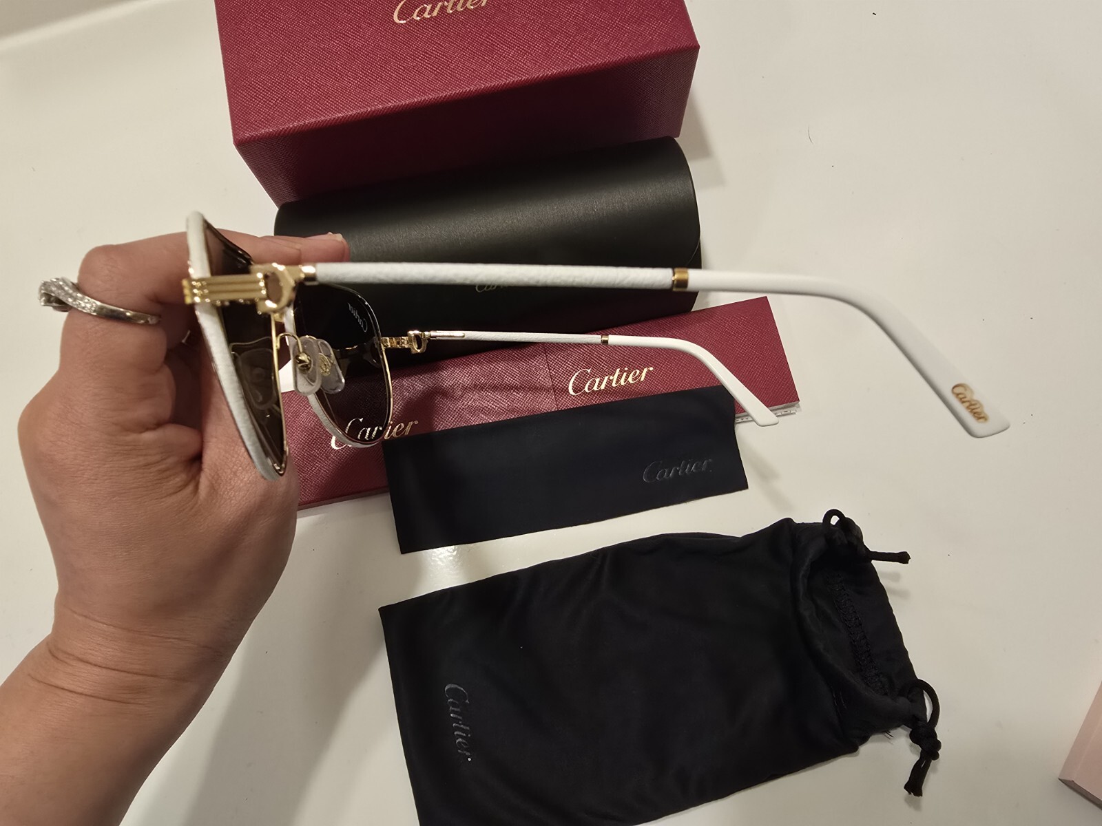 NEW Cartier:Premier De Cartier White Frame Aviator CT0053S