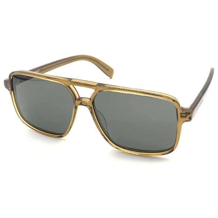 Saint Laurent SL176 004 Double Bridge Sunglasses Clear Brown Black 58-14 Italy