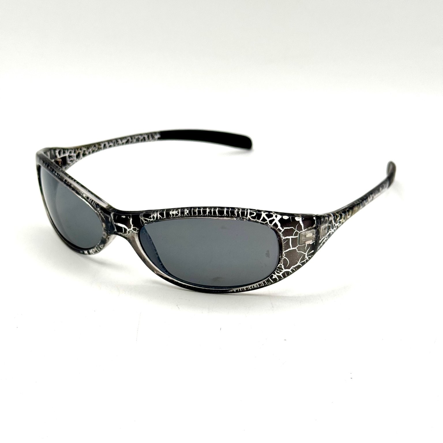 FUTURI Sunglasses Men’s Black White Pattern Sport Wrap UV Protection Shades