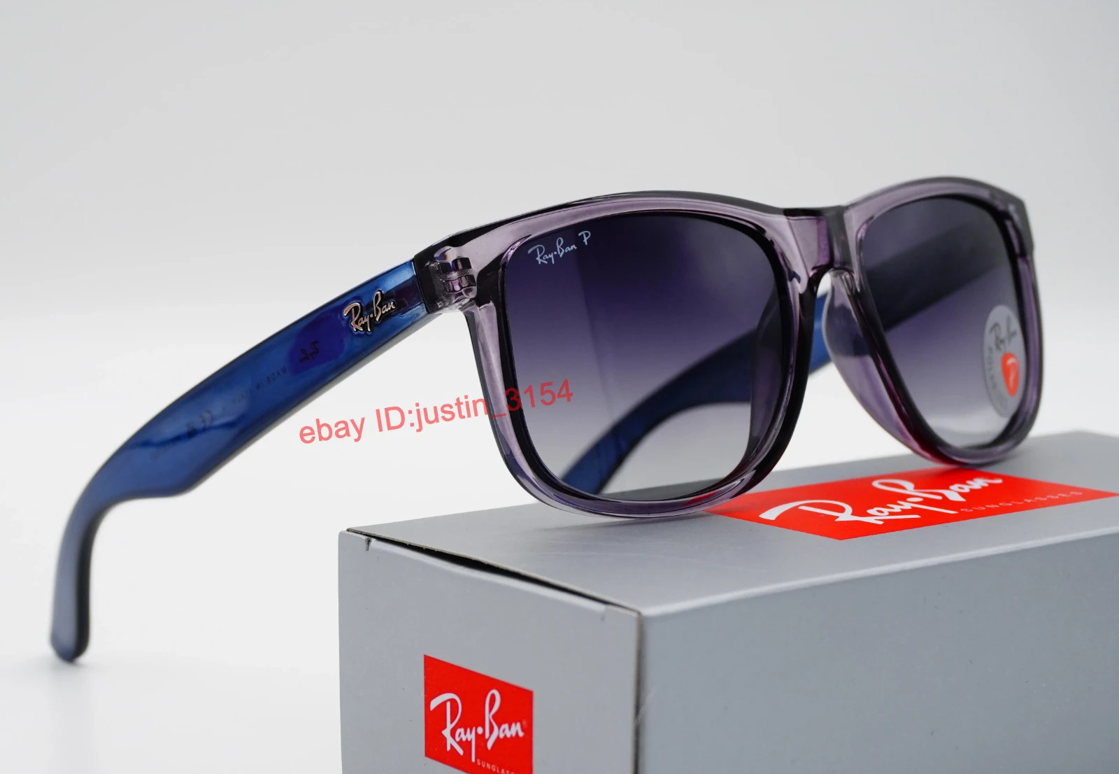 Ray-Ban RB4165 Justin Polarized Sunglasses Classic Blue Frame Gray Lens 54MM