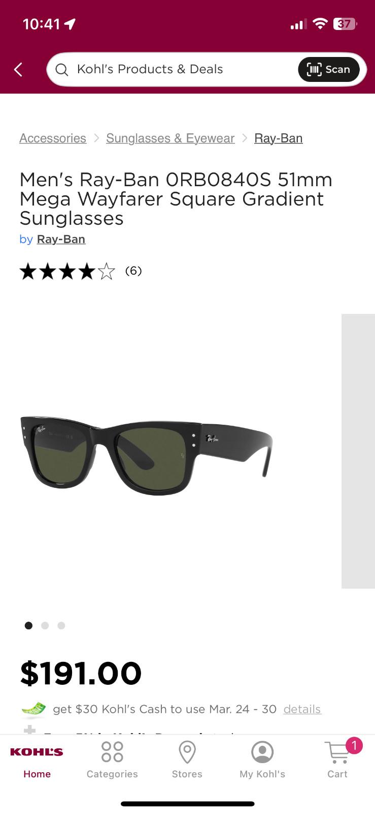 Ray-Ban 0RB0840S 51mm Mega Wayfarer Square Gradient Sunglasses