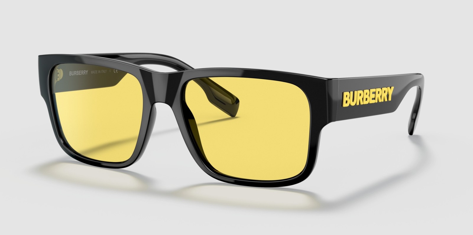 BURBERRY BE4358 300185 Knight Black Yellow 57 mm Men’s Sunglasses