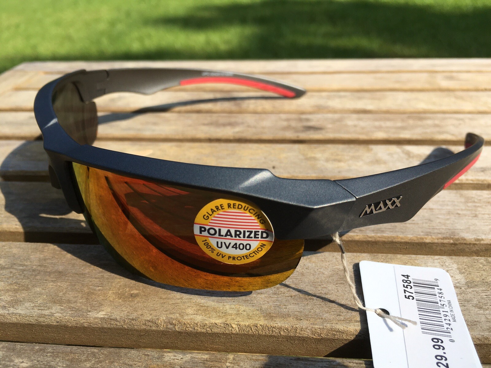 Maxx 8 HD Sunglasses Polarized Matte Gunmetal Mirrored Red Smoke lens 57584