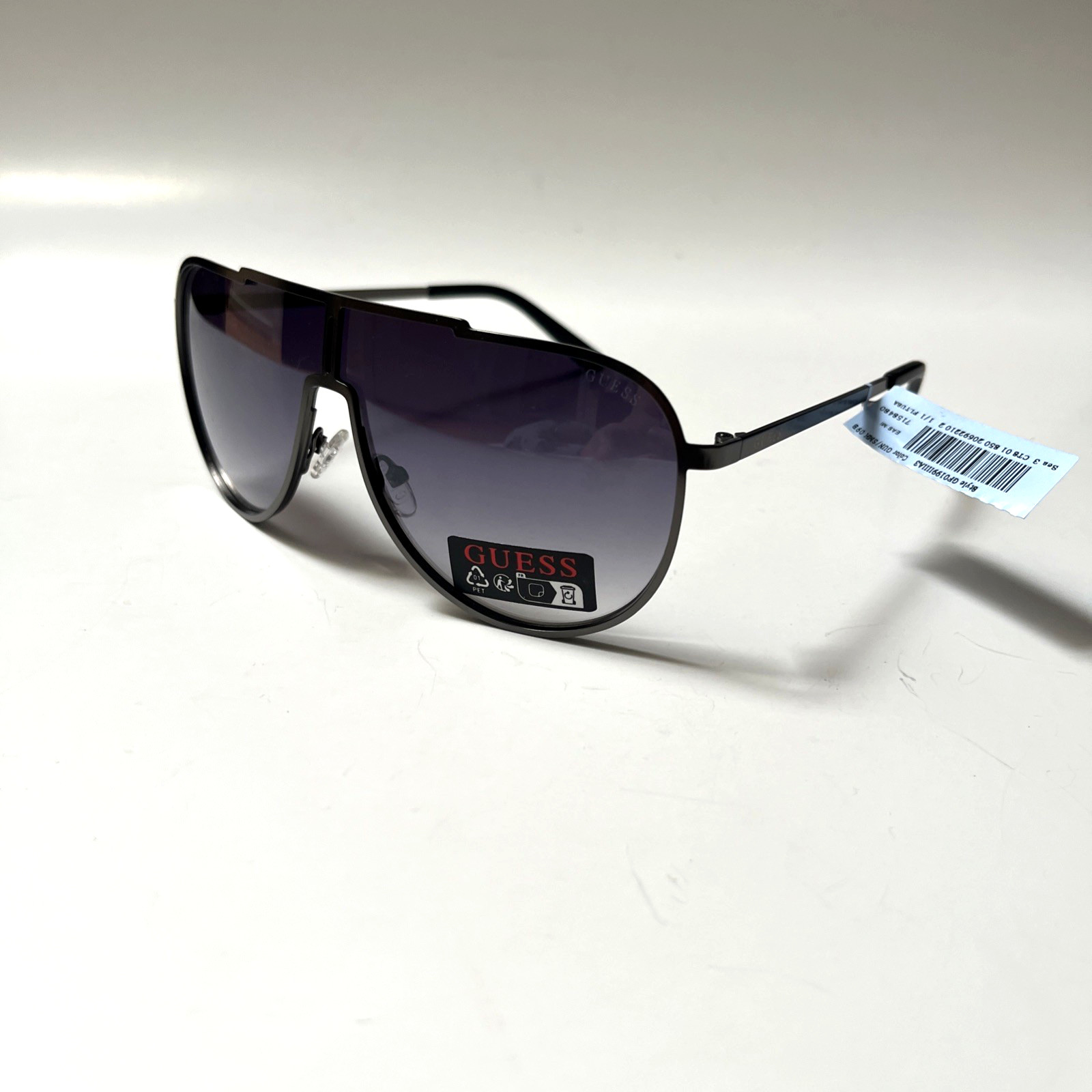 New GUESS Aviator Wrap Sunglasses GF0199 Acetate Gunmetal Matte Metal