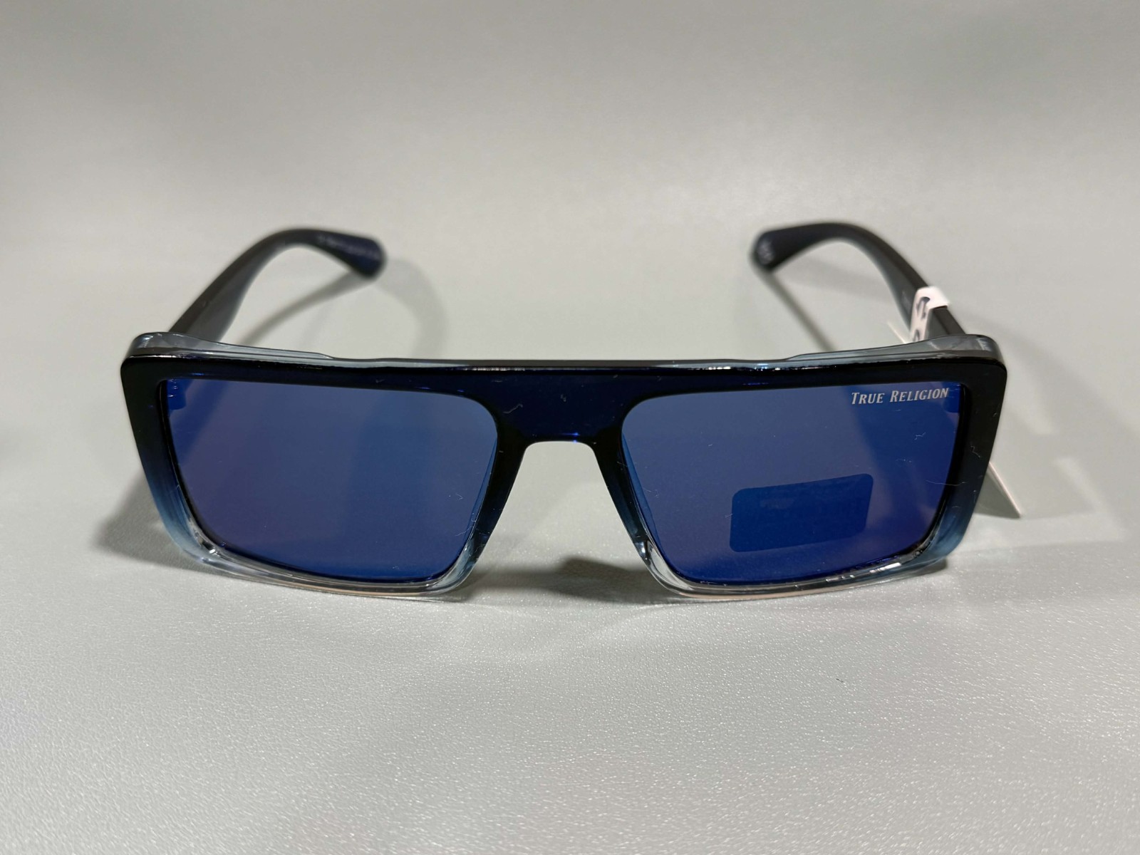 New Original TRUE RELIGION Square Sunglasses Frosted Black Blue TRM1771