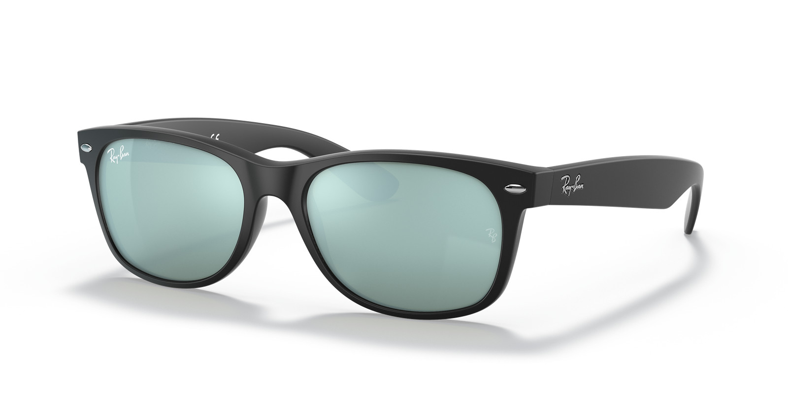 Ray-Ban New Wayfarer Flash Matte Black/Silver Mirror 55 mm Sunglasses RB2132