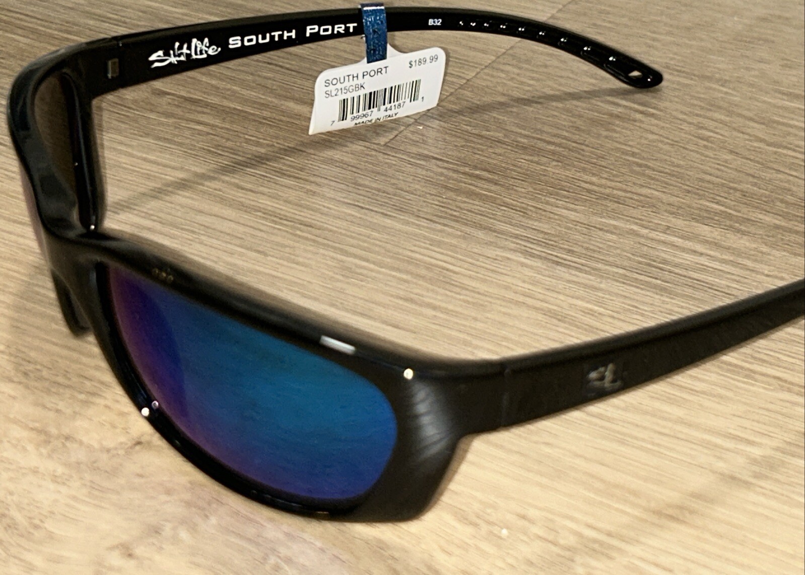 New Salt Life South Port Gloss Black Saltlife Smoke Blue Lens Salty $189 NWT
