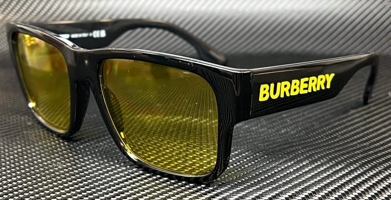 BURBERRY BE4358 300185 Black Yellow Men’s 57 mm Sunglasses