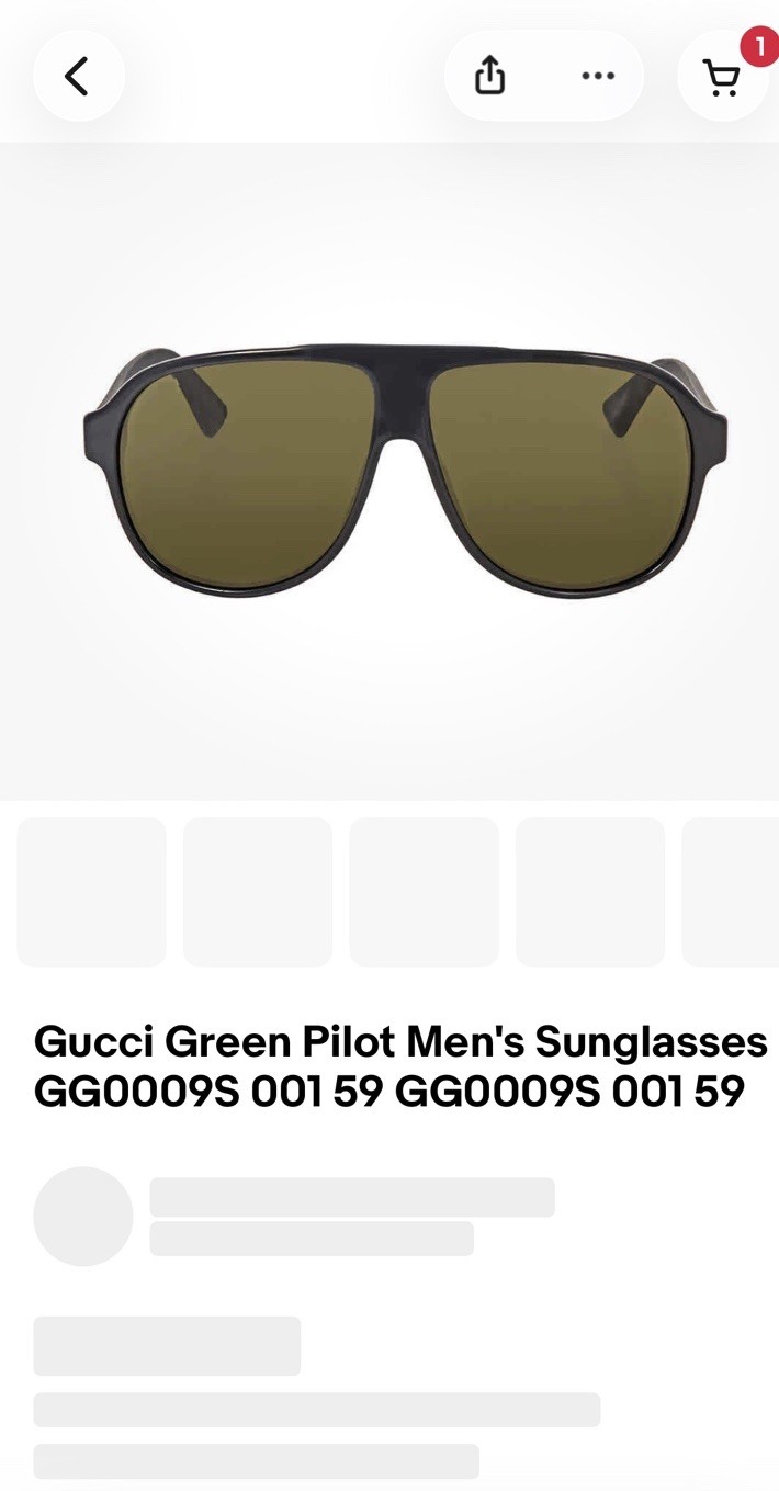 Gucci Green Pilot Men’s Sunglasses GG0009S 001 59 GG0009S 001 59