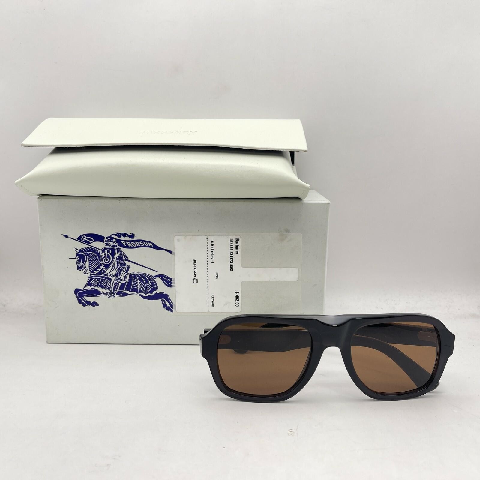 Burberry BE4478 Mens Thick Aviator Full Rim Sunglasses, Black/Orange