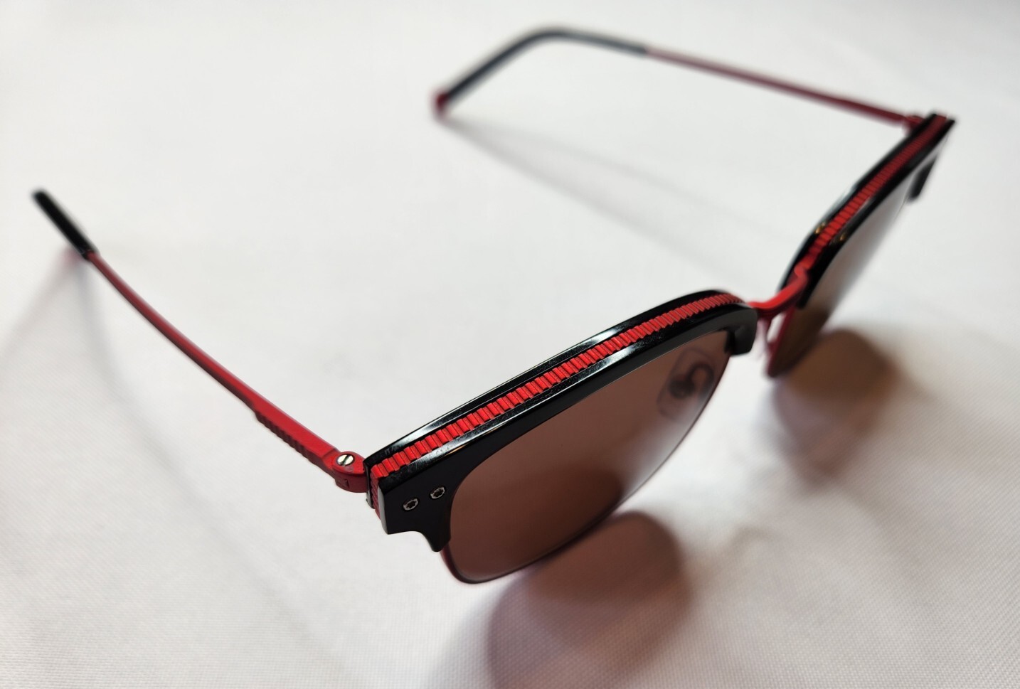 MOREL FRANCE PARKER NR19 METAL BLACK/RED SUNGLASSES w POLARIZED LENS
