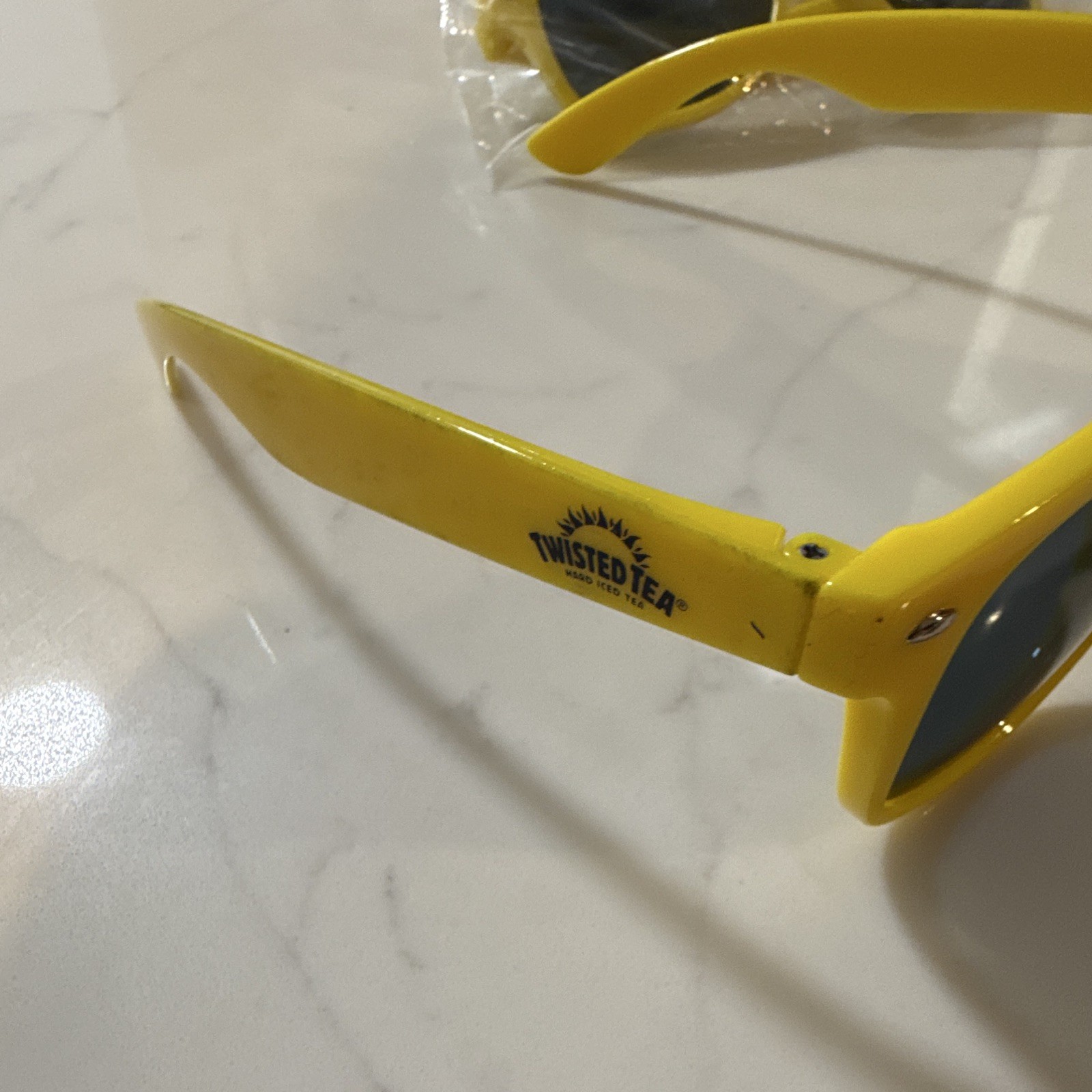 Twisted Tea Sunglasses Yellow Plastic Frame Black Lenses UV400 3pc