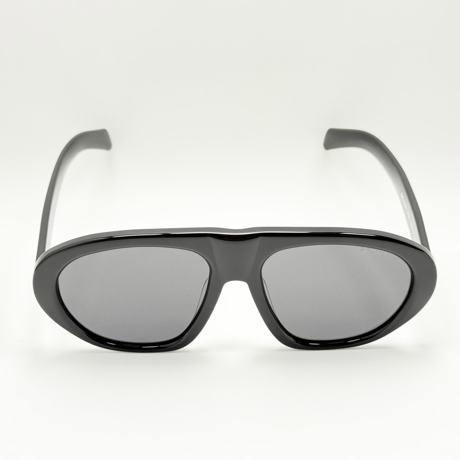 Prada SPR C05S Shield Sunglasses Black Frame Gray Lens Oversized Unisex Italy